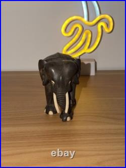 Vintage Ebony Wood Elephant Sculpture Figurine Hand Carved Made In Ceylon 7x6x4