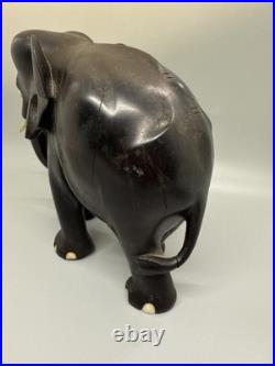 Vintage Ebony Wood Elephant Sculpture Figurine Hand Carved Made In Ceylon 7x6x4