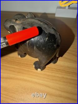 Vintage Ebony Wood Elephant Sculpture Figurine Hand Carved Made In Ceylon 7x6x4