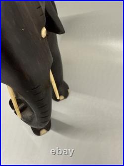 Vintage Ebony Wood Elephant Sculpture Figurine Hand Carved Made In Ceylon 7x6x4