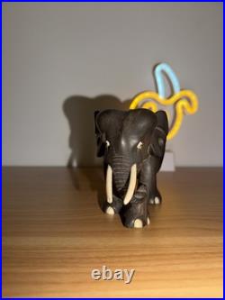 Vintage Ebony Wood Elephant Sculpture Figurine Hand Carved Made In Ceylon 7x6x4