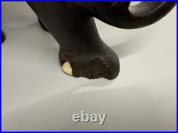 Vintage Ebony Wood Elephant Sculpture Figurine Hand Carved Made In Ceylon 7x6x4