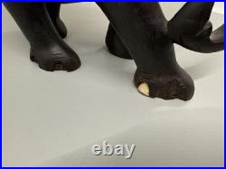 Vintage Ebony Wood Elephant Sculpture Figurine Hand Carved Made In Ceylon 7x6x4