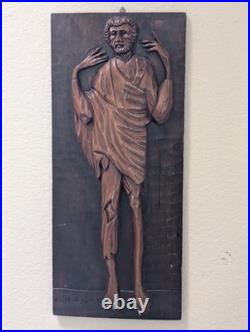 Vintage Ecuadorian Hand Carved Wood Relief Plaque Signed Yépez 21x9 Vintage Ecuadorian Hand Carved Wood Relief Plaque Signed Yépez 21x9