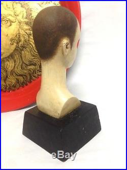Vintage Elegant Bust Santos Head Demure Lady Wooden Carved Sculpture