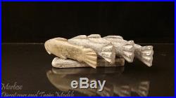 Vintage Eskimo Art Inuit Stone Carving Fish Sculpture movable with wood pin insert