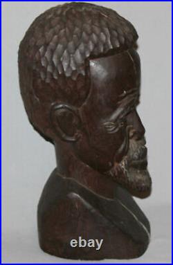 Vintage European Hand Carved Wood Man Bust Sculpture