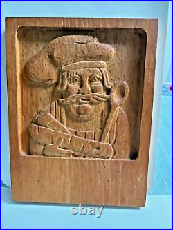 Vintage Evelyn Ackerman ERA Industries Inc Carved Solid Wood Panel Plaque Chef