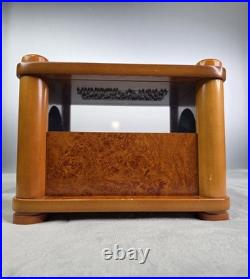 Vintage Executive Magnetic Kinetic Sculpture Burl Wood Gravity Ball Desk Art