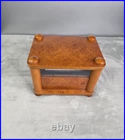 Vintage Executive Magnetic Kinetic Sculpture Burl Wood Gravity Ball Desk Art