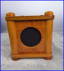 Vintage Executive Magnetic Kinetic Sculpture Burl Wood Gravity Ball Desk Art