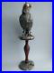 Vintage Falcon Sculpture Krisa Silver Statue Figurine On Stand Wood Italy 20th