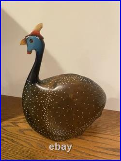 Vintage Feathers Gallery Knysna Africa Crowned Guinea Fowl Wood sculpture