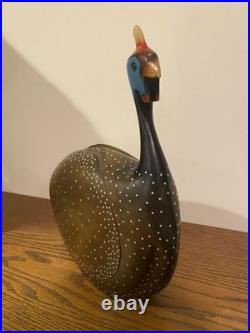 Vintage Feathers Gallery Knysna Africa Crowned Guinea Fowl Wood sculpture