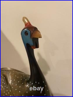 Vintage Feathers Gallery Knysna Africa Crowned Guinea Fowl Wood sculpture