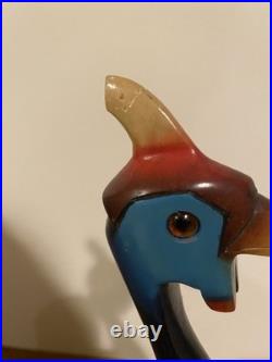 Vintage Feathers Gallery Knysna Africa Crowned Guinea Fowl Wood sculpture