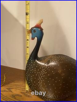 Vintage Feathers Gallery Knysna Africa Crowned Guinea Fowl Wood sculpture