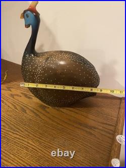 Vintage Feathers Gallery Knysna Africa Crowned Guinea Fowl Wood sculpture