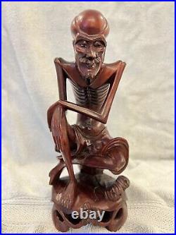 Vintage Filipino Wood Carving Old Man