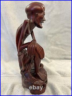 Vintage Filipino Wood Carving Old Man