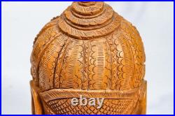 Vintage Fine Hand Carved Wood Buddha Bust Statue Spiritual Sculpture Meditation