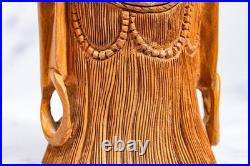 Vintage Fine Hand Carved Wood Buddha Bust Statue Spiritual Sculpture Meditation