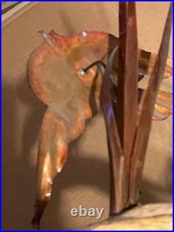 Vintage Fish Nautical Art Metal Brass Copper Sculpture Driftwood Beach House