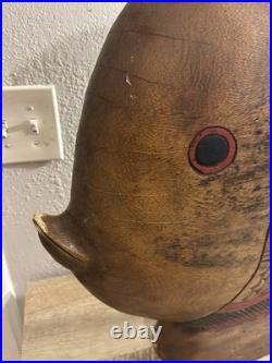 Vintage Fish? Wood carved statue tropical sculpture hawaiian art sarreid