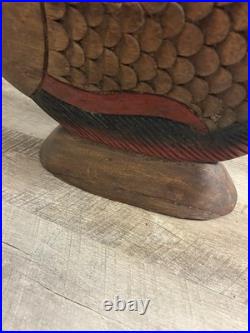 Vintage Fish? Wood carved statue tropical sculpture hawaiian art sarreid