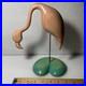 Vintage Flamingo Bird Carved Wood Sculpture Signed By William J. Watson