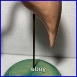 Vintage Flamingo Bird Carved Wood Sculpture Signed By William J. Watson