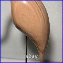 Vintage Flamingo Bird Carved Wood Sculpture Signed By William J. Watson