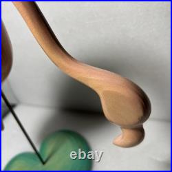 Vintage Flamingo Bird Carved Wood Sculpture Signed By William J. Watson