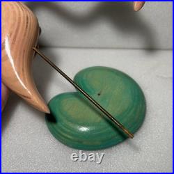 Vintage Flamingo Bird Carved Wood Sculpture Signed By William J. Watson