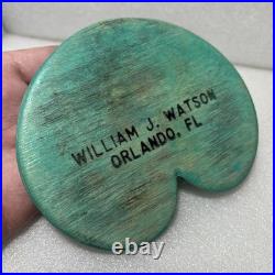 Vintage Flamingo Bird Carved Wood Sculpture Signed By William J. Watson