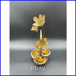 Vintage Flower Sculpture Wood Brass Stoneware Pottery Winifred Cole California