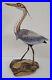 Vintage Folk Art Artisan Made Blue Heron Bird Statue Carved Painted 12.75 X 9