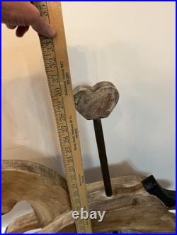 Vintage Folk Art Carousel Horse Wood Sculpture Primitive Decor Heart 33 Tall