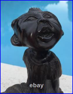 Vintage Folk Art Carved Wood Boy Sculpture 11 Tall