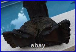 Vintage Folk Art Carved Wood Boy Sculpture 11 Tall