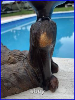 Vintage Folk Art Carved Wood Boy Sculpture 11 Tall