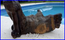 Vintage Folk Art Carved Wood Boy Sculpture 11 Tall