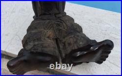 Vintage Folk Art Carved Wood Boy Sculpture 11 Tall