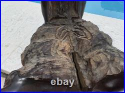 Vintage Folk Art Carved Wood Boy Sculpture 11 Tall