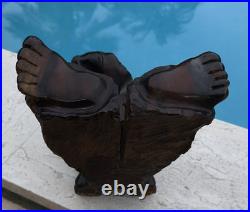 Vintage Folk Art Carved Wood Boy Sculpture 11 Tall