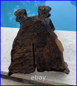 Vintage Folk Art Carved Wood Boy Sculpture 11 Tall