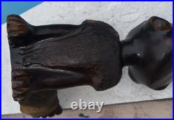 Vintage Folk Art Carved Wood Boy Sculpture 11 Tall