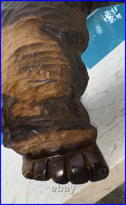 Vintage Folk Art Carved Wood Boy Sculpture 11 Tall