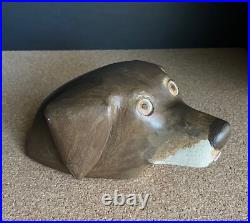 Vintage Folk Art Carved Wood Dog Head
