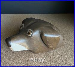 Vintage Folk Art Carved Wood Dog Head